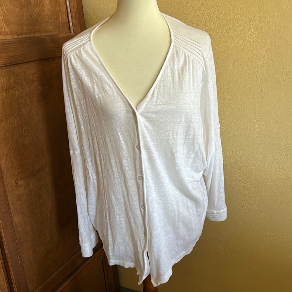 CABi White Linen Blouse